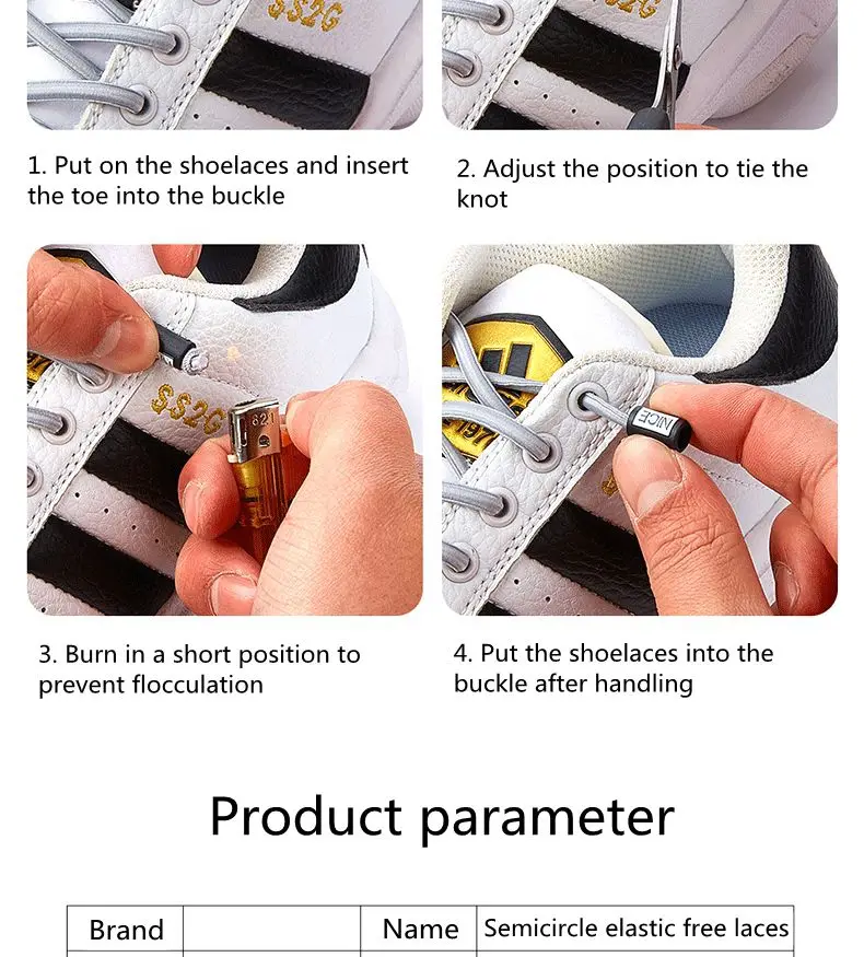 NICE Lock Shoelaces Without ties Elastic laces Sneakers Kids Adult Quick Shoe laces Rubber Bands Round No tie Shoeace Shoes