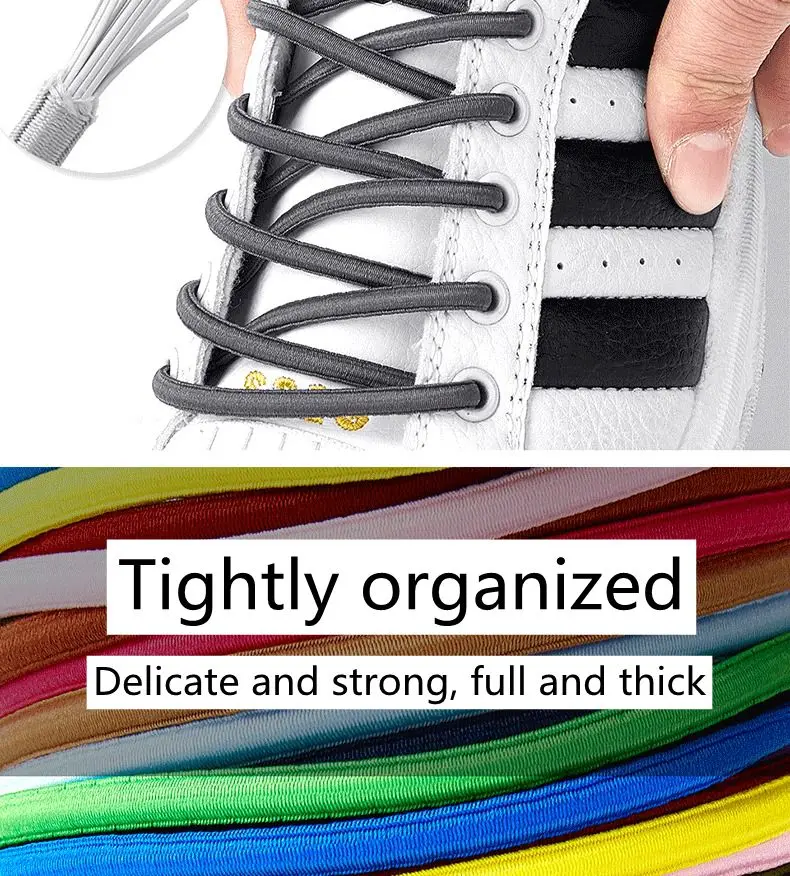 NICE Lock Shoelaces Without ties Elastic laces Sneakers Kids Adult Quick Shoe laces Rubber Bands Round No tie Shoeace Shoes