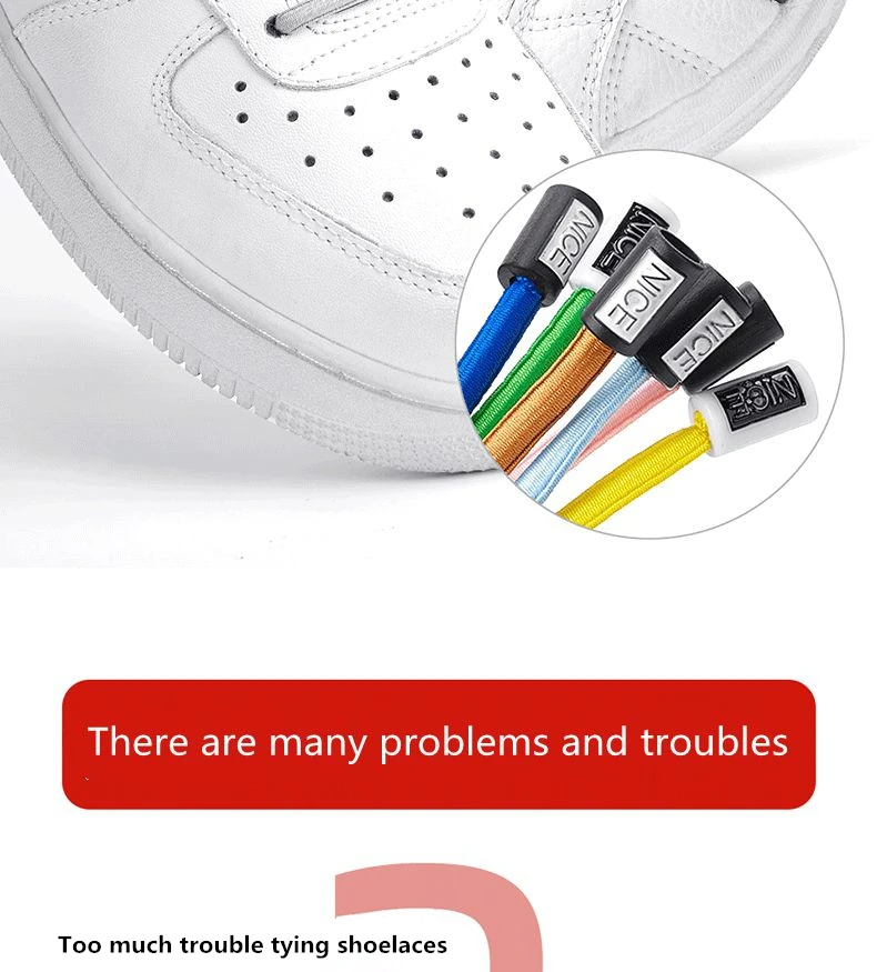 NICE Lock Shoelaces Without ties Elastic laces Sneakers Kids Adult Quick Shoe laces Rubber Bands Round No tie Shoeace Shoes
