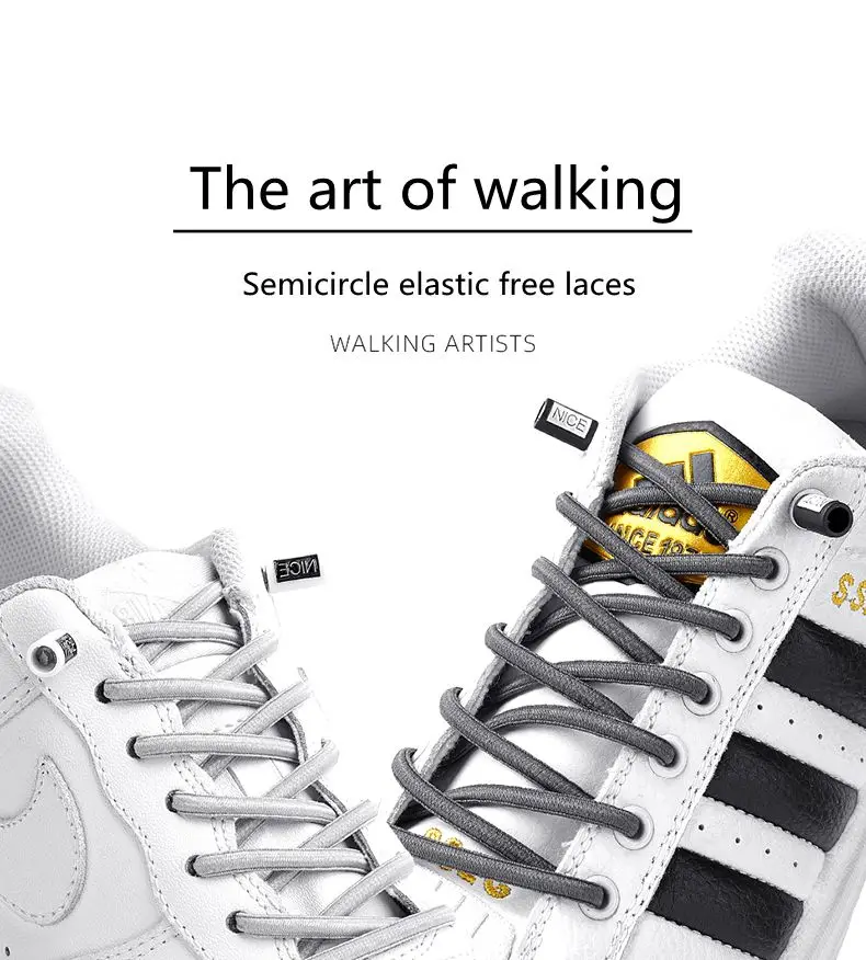 NICE Lock Shoelaces Without ties Elastic laces Sneakers Kids Adult Quick Shoe laces Rubber Bands Round No tie Shoeace Shoes