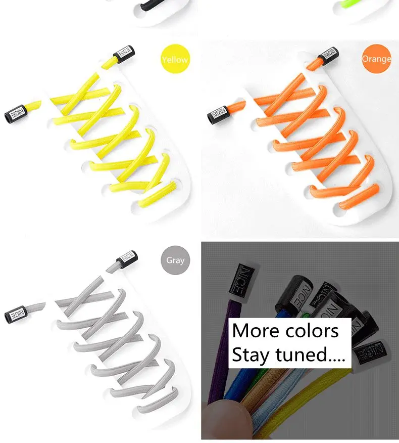 NICE Lock Shoelaces Without ties Elastic laces Sneakers Kids Adult Quick Shoe laces Rubber Bands Round No tie Shoeace Shoes