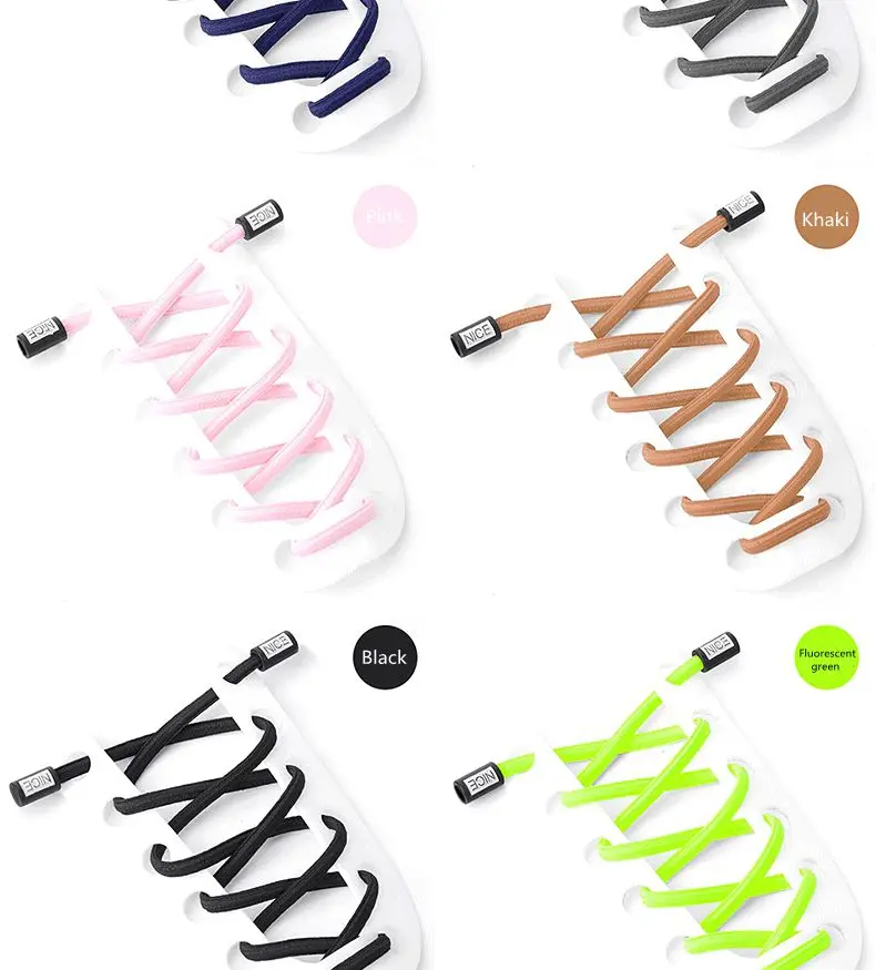 NICE Lock Shoelaces Without ties Elastic laces Sneakers Kids Adult Quick Shoe laces Rubber Bands Round No tie Shoeace Shoes