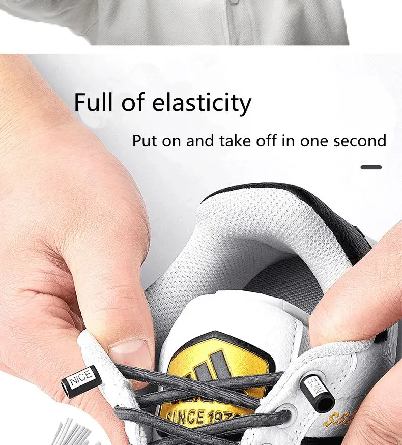 NICE Lock Shoelaces Without ties Elastic laces Sneakers Kids Adult Quick Shoe laces Rubber Bands Round No tie Shoeace Shoes