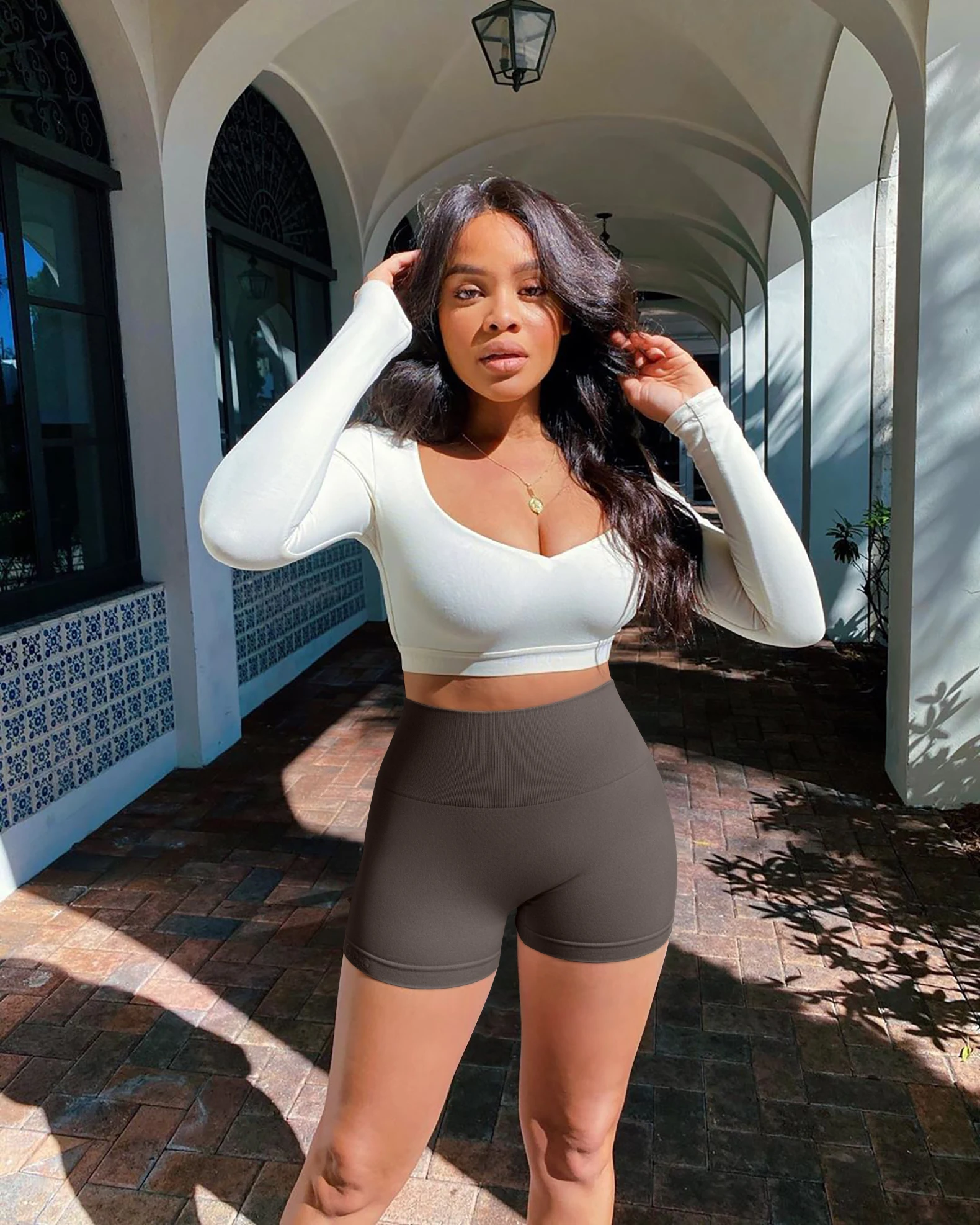 New Summer Seamless High-waisted Hip Lift No Awkward Line Yoga Sports Shorts for Women