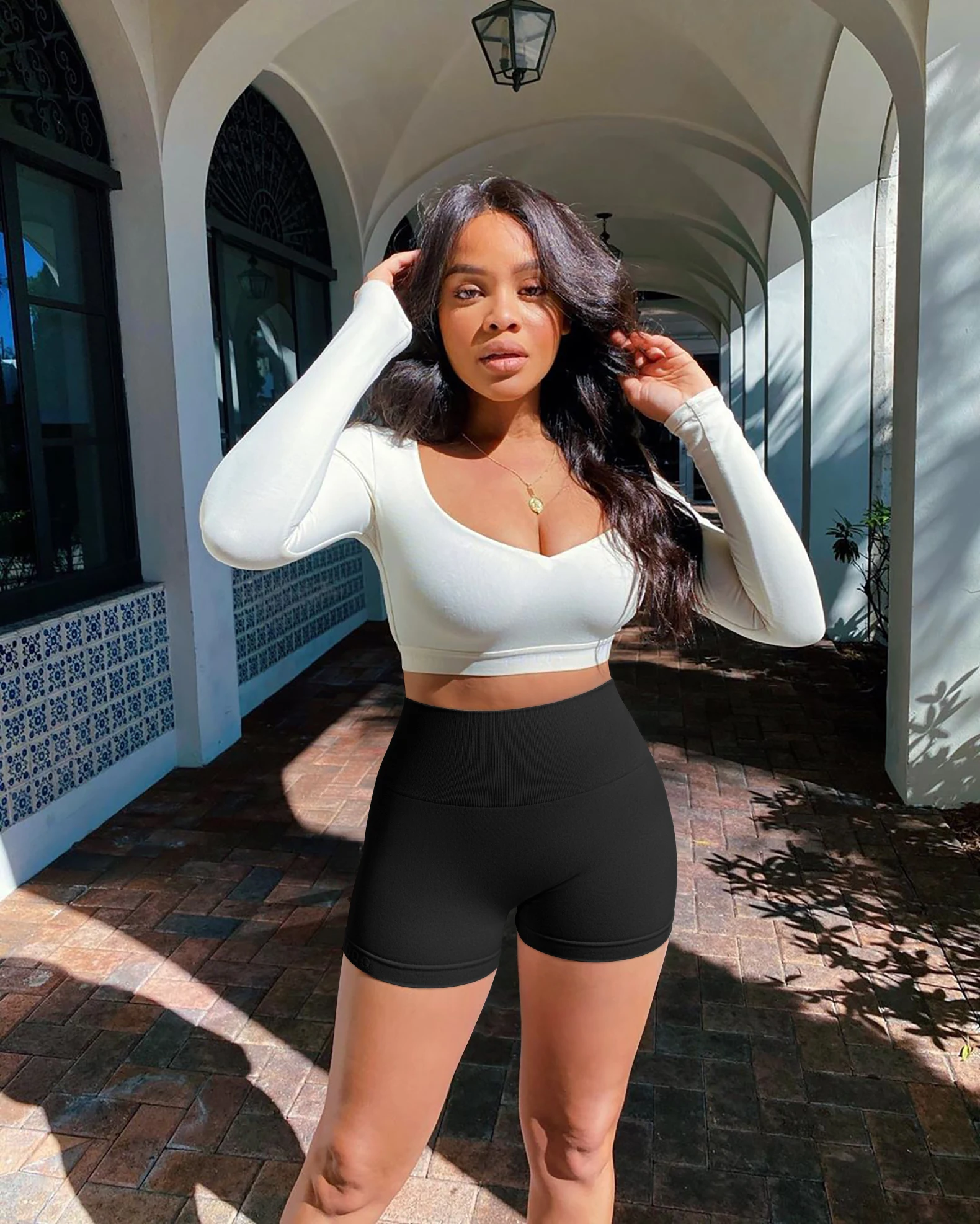 New Summer Seamless High-waisted Hip Lift No Awkward Line Yoga Sports Shorts for Women