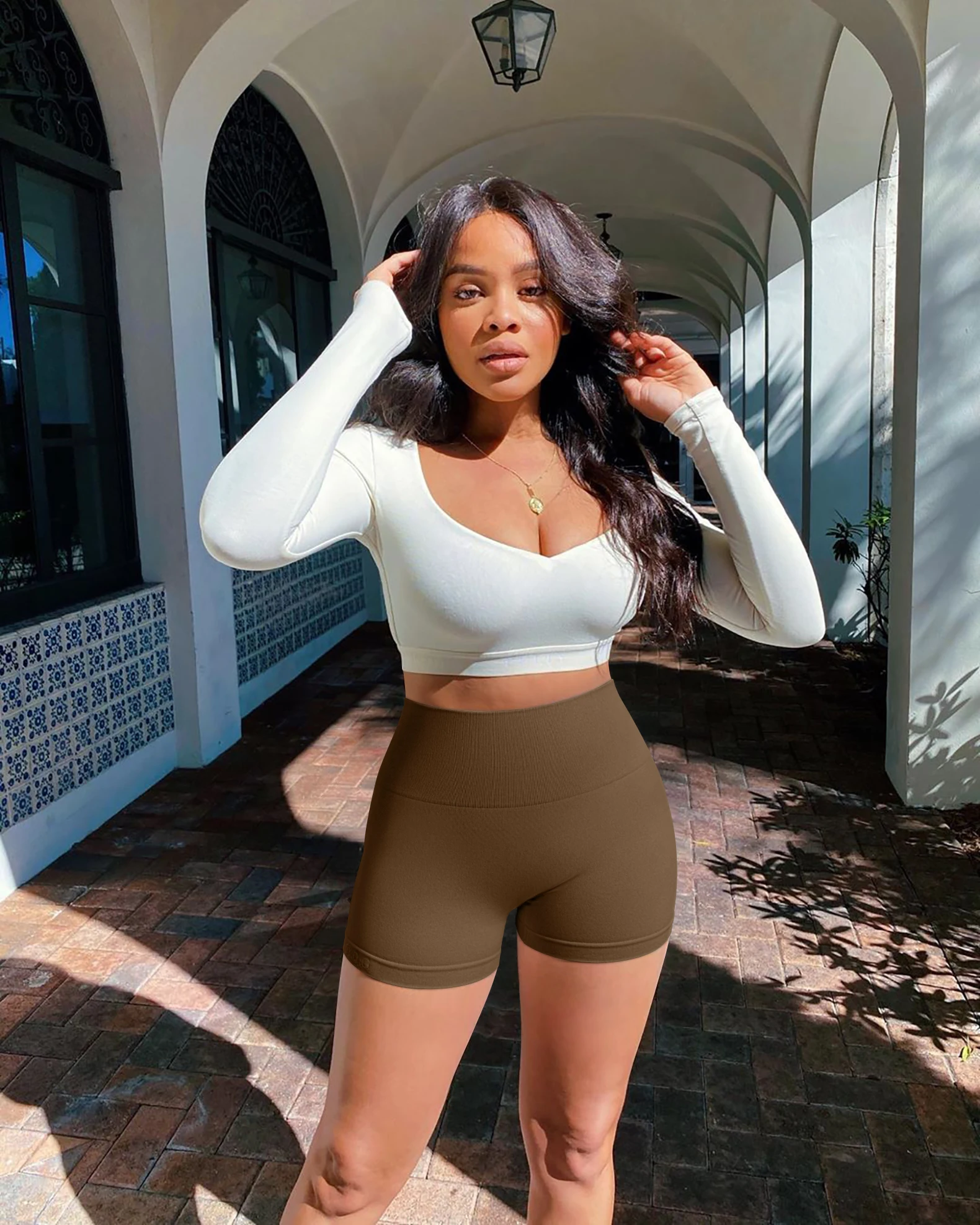 New Summer Seamless High-waisted Hip Lift No Awkward Line Yoga Sports Shorts for Women