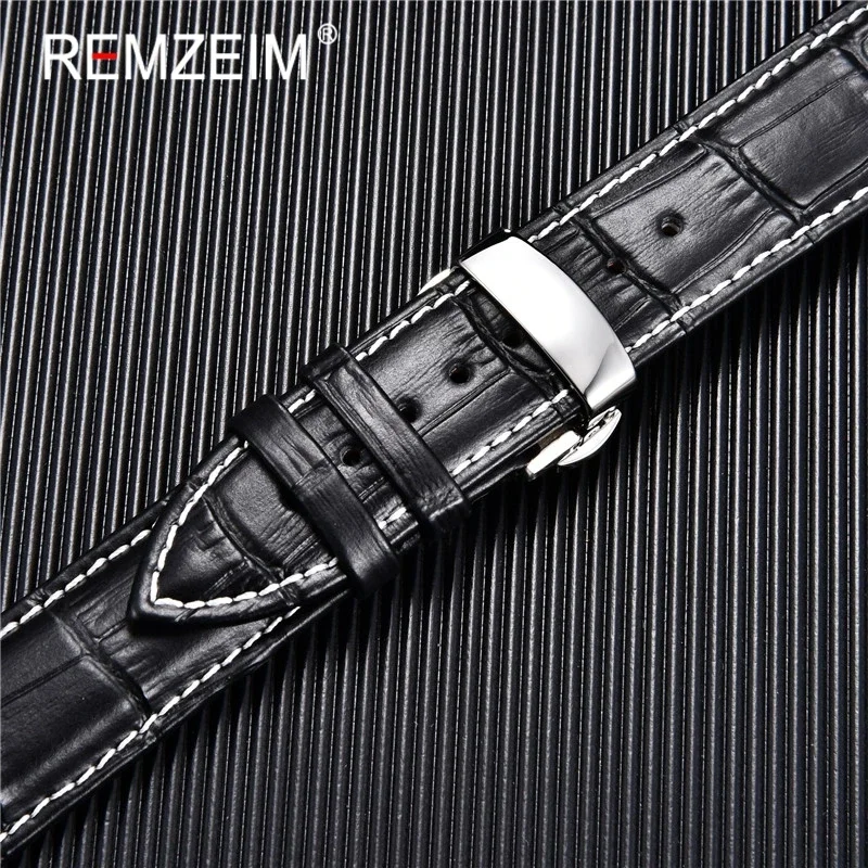 Leather Watchband 18mm 19mm 20mm 21mm 22mm 24mm Men Women Leather Strap Automatic Butterfly Clasp Watch Band Watch Accessories