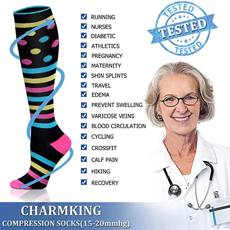 S-XXL Compression Socks Compression Socks for Varicose Vein Calf Riding Socks Stretch Open Toe Knee Socks