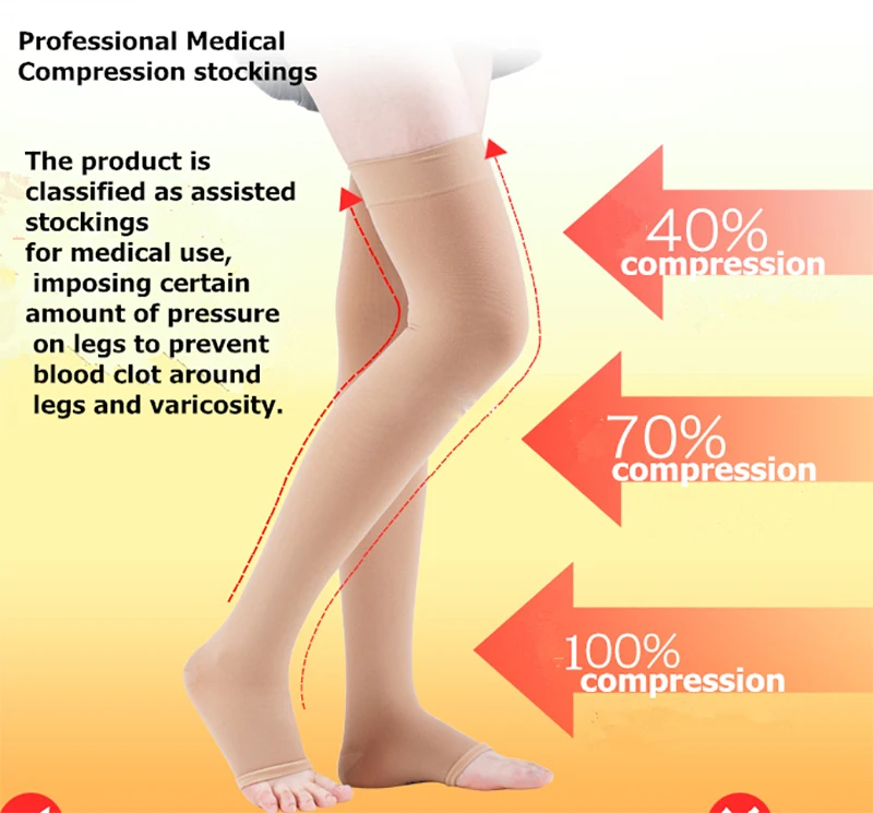 S-XXL Compression Socks Compression Socks for Varicose Vein Calf Riding Socks Stretch Open Toe Knee Socks