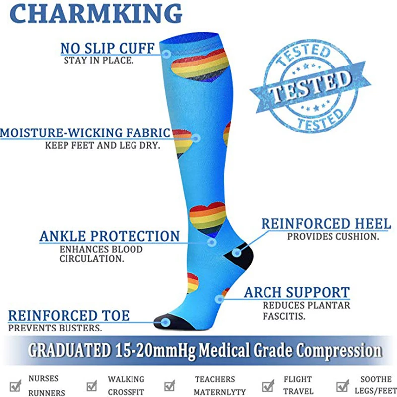 S-XXL Compression Socks Compression Socks for Varicose Vein Calf Riding Socks Stretch Open Toe Knee Socks