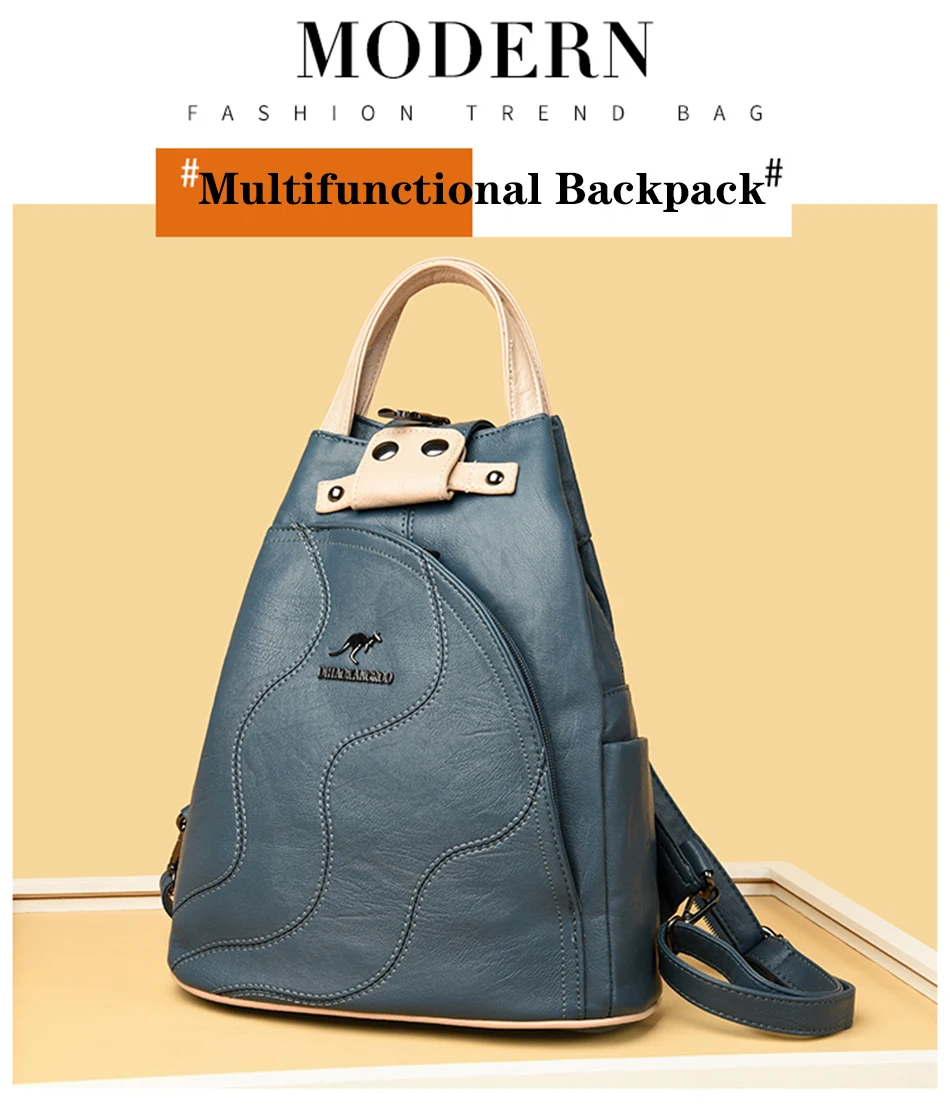 High Quality Leather Women Backpack Large Capacity School Bags For Teenage Girls Anti-theft Travel Backpack Shoulder Bag Mochila