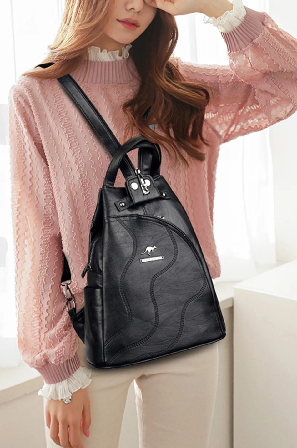 High Quality Leather Women Backpack Large Capacity School Bags For Teenage Girls Anti-theft Travel Backpack Shoulder Bag Mochila