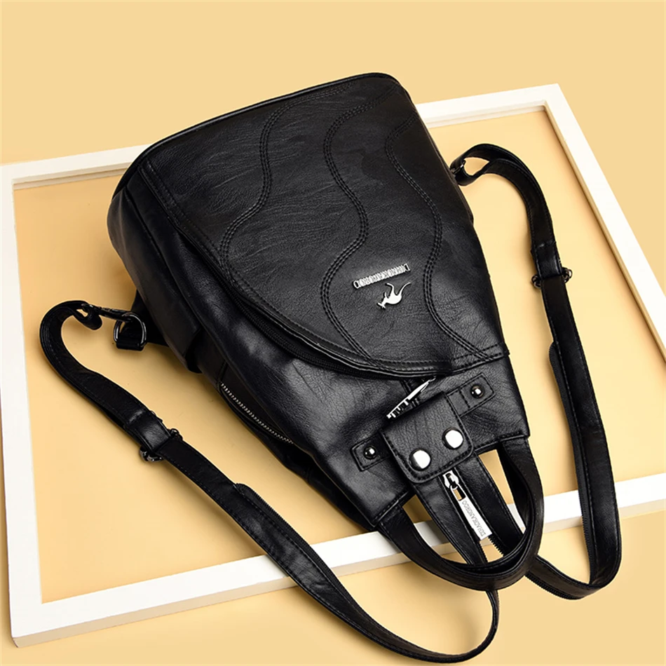 High Quality Leather Women Backpack Large Capacity School Bags For Teenage Girls Anti-theft Travel Backpack Shoulder Bag Mochila