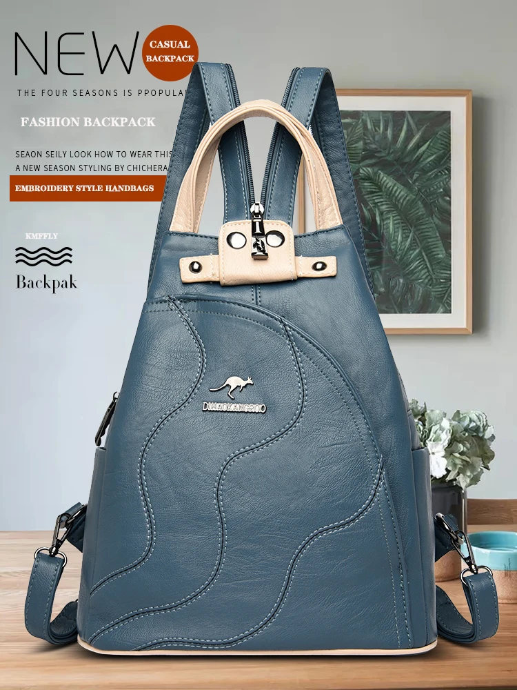 High Quality Leather Women Backpack Large Capacity School Bags For Teenage Girls Anti-theft Travel Backpack Shoulder Bag Mochila