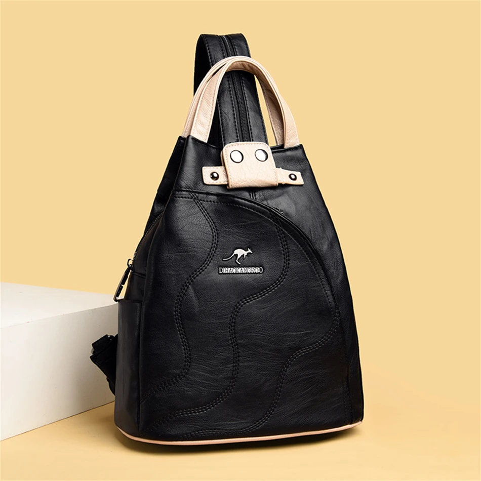 High Quality Leather Women Backpack Large Capacity School Bags For Teenage Girls Anti-theft Travel Backpack Shoulder Bag Mochila