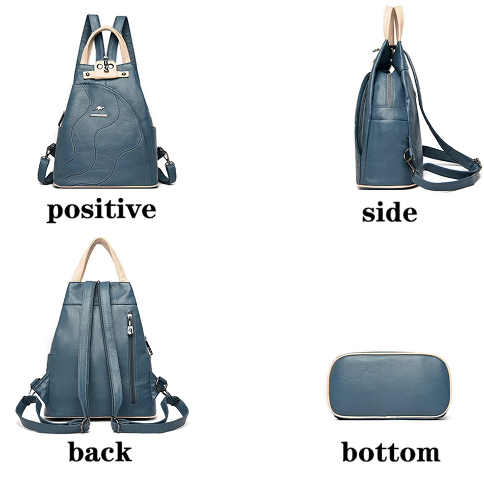 High Quality Leather Women Backpack Large Capacity School Bags For Teenage Girls Anti-theft Travel Backpack Shoulder Bag Mochila