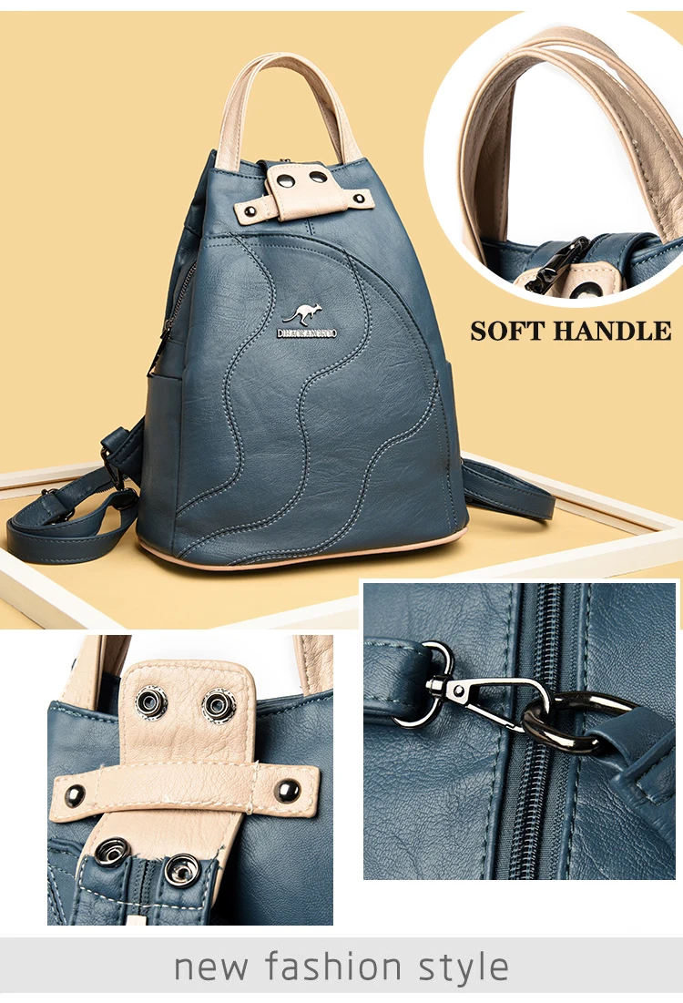 High Quality Leather Women Backpack Large Capacity School Bags For Teenage Girls Anti-theft Travel Backpack Shoulder Bag Mochila