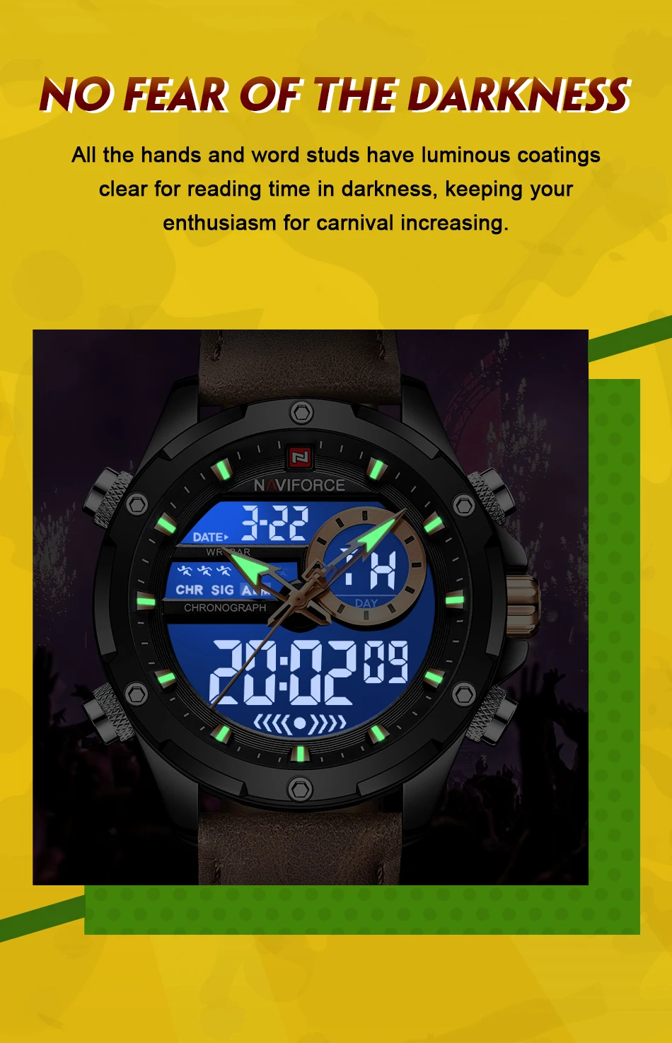 NAVIFORCE Luxury Men Quartz Watch Military LED Digital Waterproof Wristwatch Sport Chronograph Male Clock Relogios Masculino