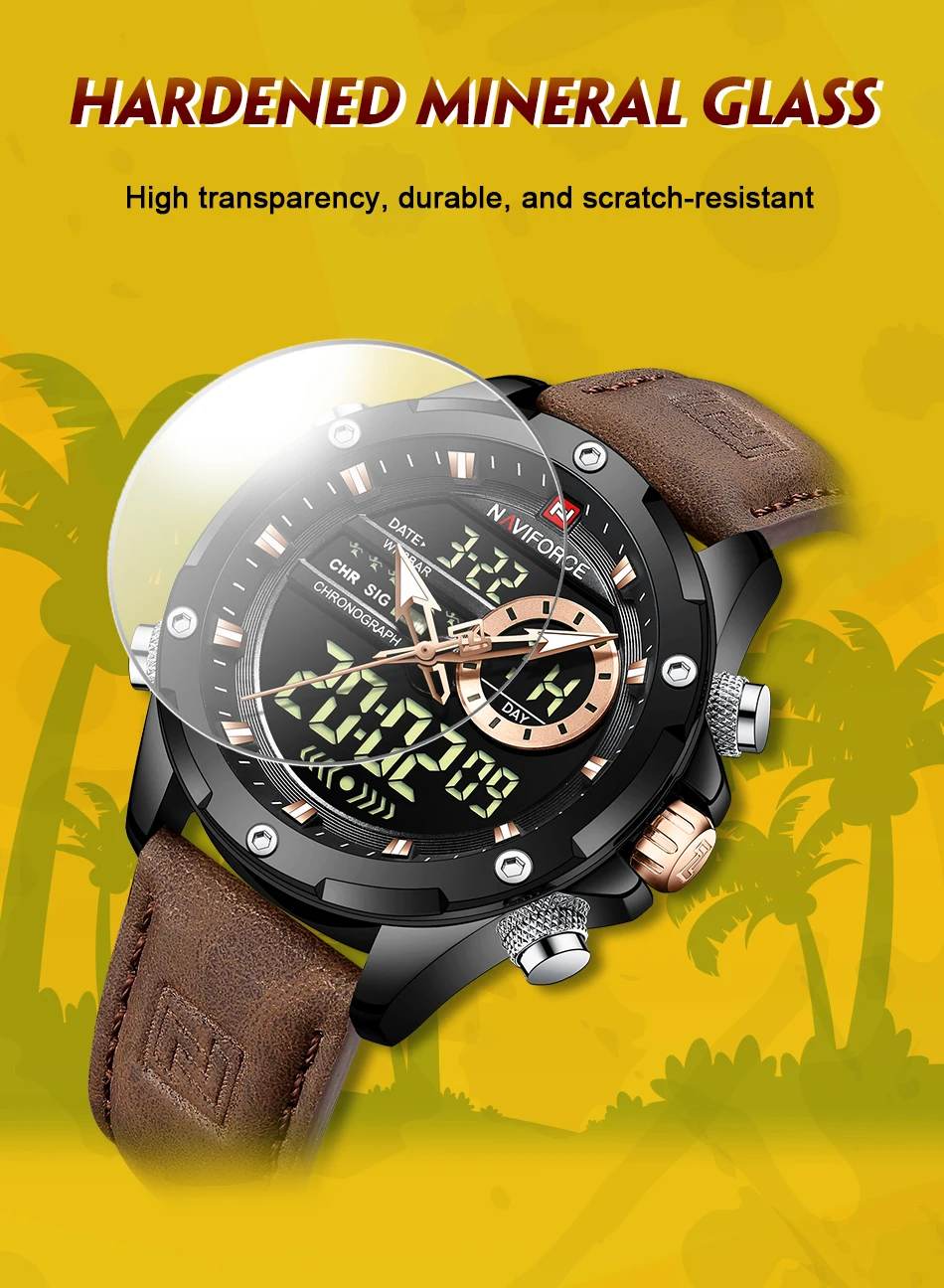 NAVIFORCE Luxury Men Quartz Watch Military LED Digital Waterproof Wristwatch Sport Chronograph Male Clock Relogios Masculino