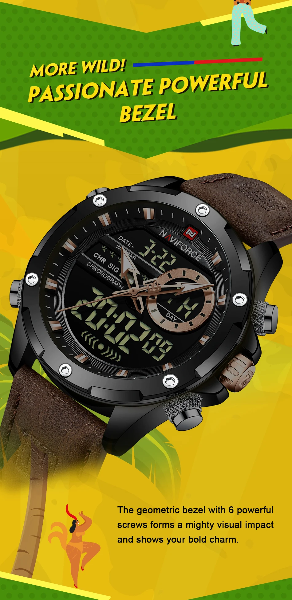 NAVIFORCE Luxury Men Quartz Watch Military LED Digital Waterproof Wristwatch Sport Chronograph Male Clock Relogios Masculino