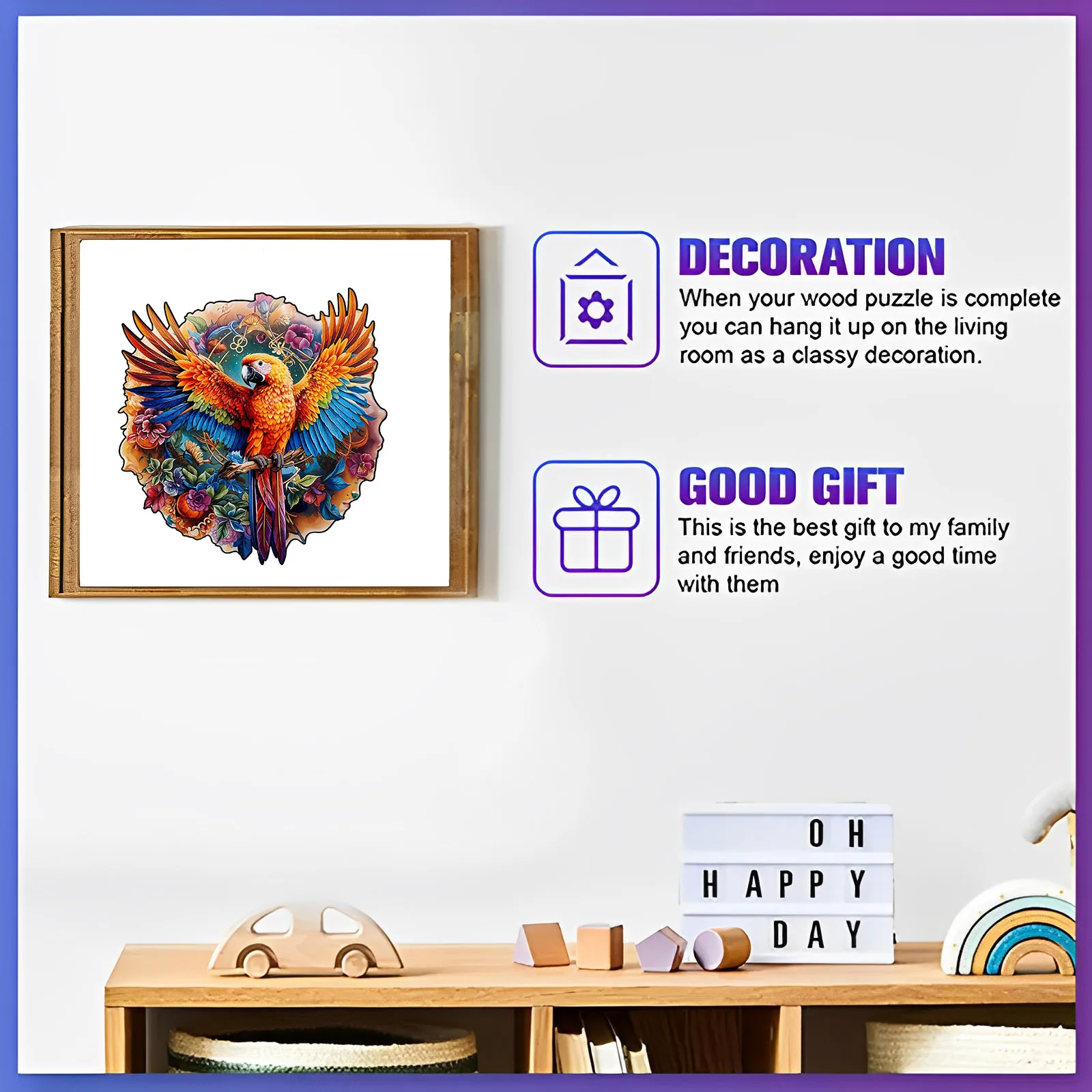 Unique Parrot Pattern Wooden Puzzle, Irregular Animal Shape, Suitable for Holiday Birthday Gifts for Family and Friends
