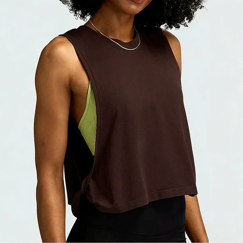Women Sleeveless Yoga Tops Mesh Quick Dry Breathable Blouse Cover Up Gym Workout Cool T-Shirt Running Short Tank Crop Top