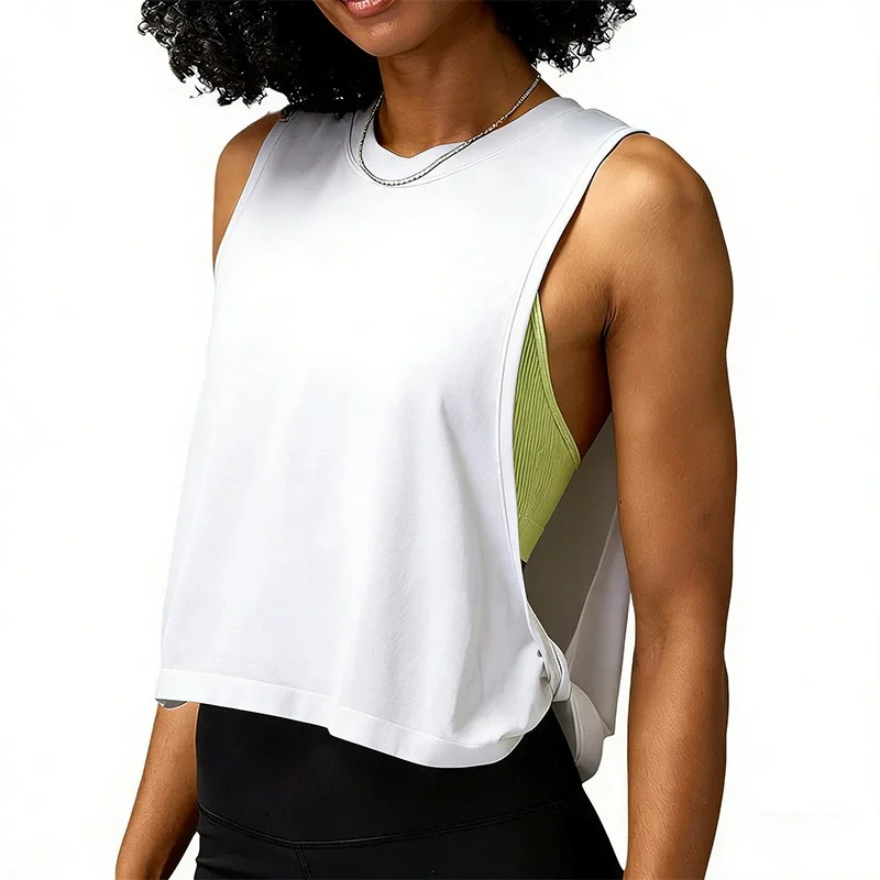 Women Sleeveless Yoga Tops Mesh Quick Dry Breathable Blouse Cover Up Gym Workout Cool T-Shirt Running Short Tank Crop Top