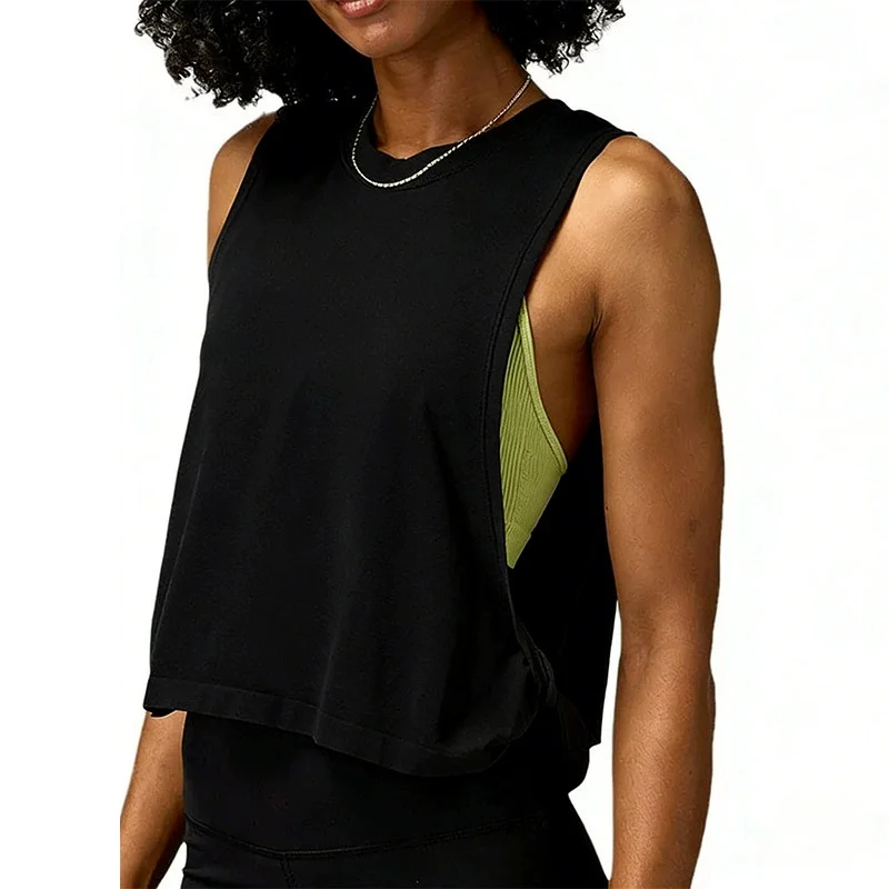 Women Sleeveless Yoga Tops Mesh Quick Dry Breathable Blouse Cover Up Gym Workout Cool T-Shirt Running Short Tank Crop Top