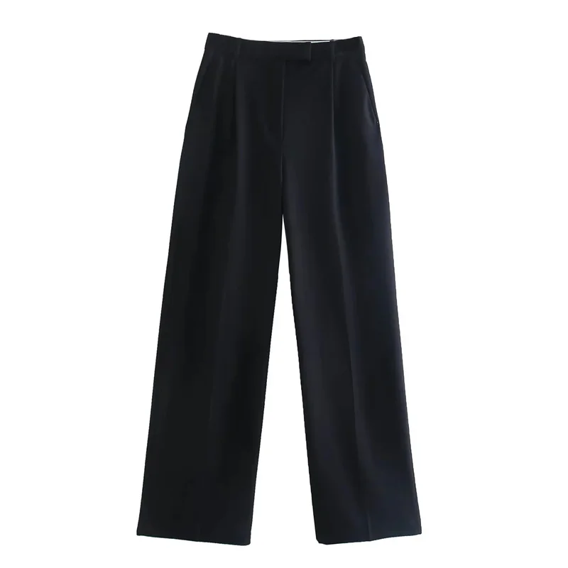 MUJER 2025 Women's Pants Beige Grey Black Wide Leg Pants Women High Waist Baggy Pants Woman Fashion Summer Office Trousers
