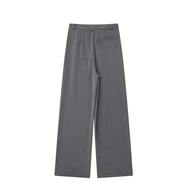 MUJER 2025 Women's Pants Beige Grey Black Wide Leg Pants Women High Waist Baggy Pants Woman Fashion Summer Office Trousers