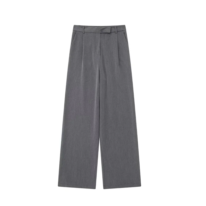 MUJER 2025 Women's Pants Beige Grey Black Wide Leg Pants Women High Waist Baggy Pants Woman Fashion Summer Office Trousers