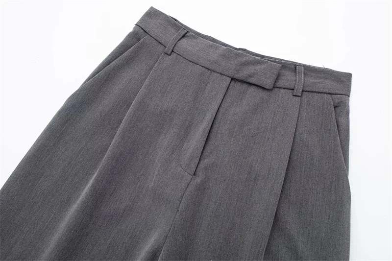 MUJER 2025 Women's Pants Beige Grey Black Wide Leg Pants Women High Waist Baggy Pants Woman Fashion Summer Office Trousers