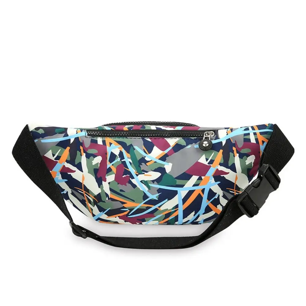 Fashion Flower Pattern Waist Bag Waterproof Multi-Pocket Chest Bag Nylon Large Capacity Fanny Pack