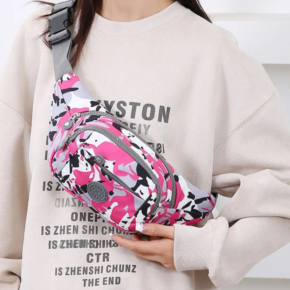 Fashion Flower Pattern Waist Bag Waterproof Multi-Pocket Chest Bag Nylon Large Capacity Fanny Pack