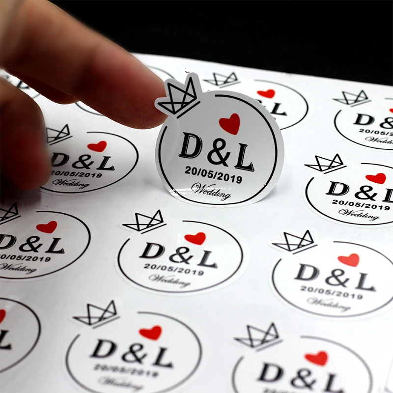 100PCS 3-10cm Custom LOGO Wedding Sticker Personalized Design Your Label Candy Gift Box Birthday Party Seal Sticker Self-adhesiv