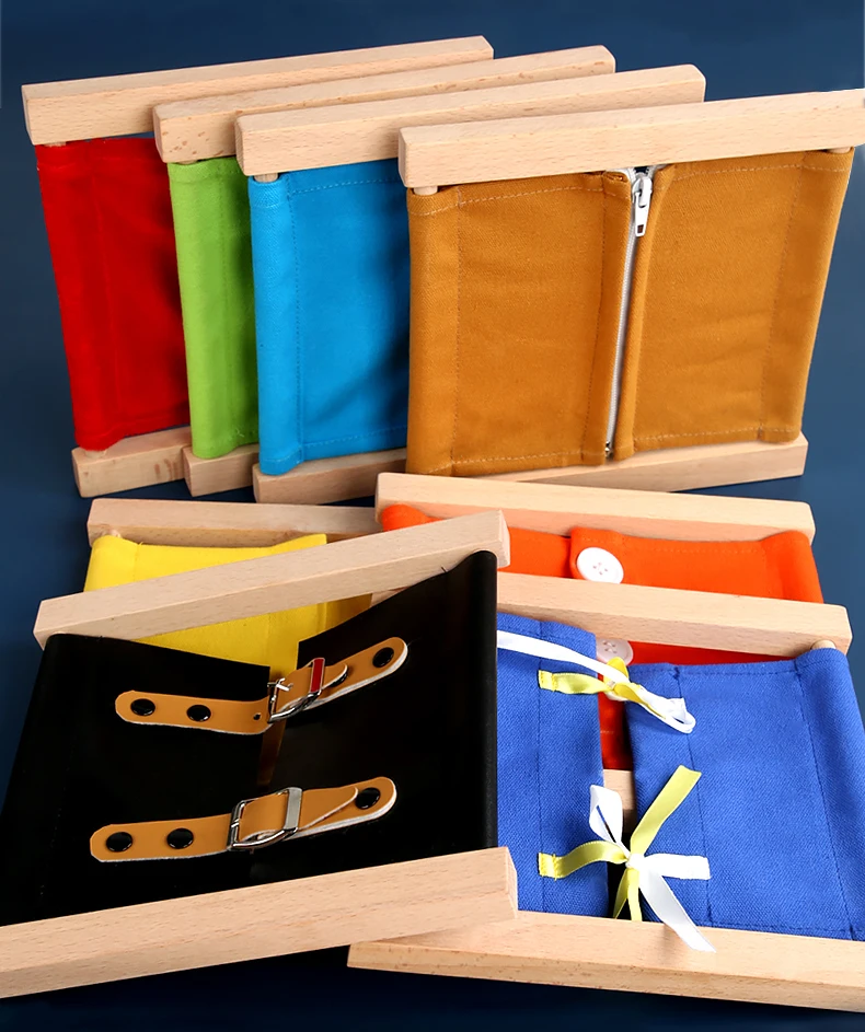 Kids Toy Montessori Baby Dressing Frame Practical Life Teaching Learning Educational Preschool Training Solid Wood with Cloth