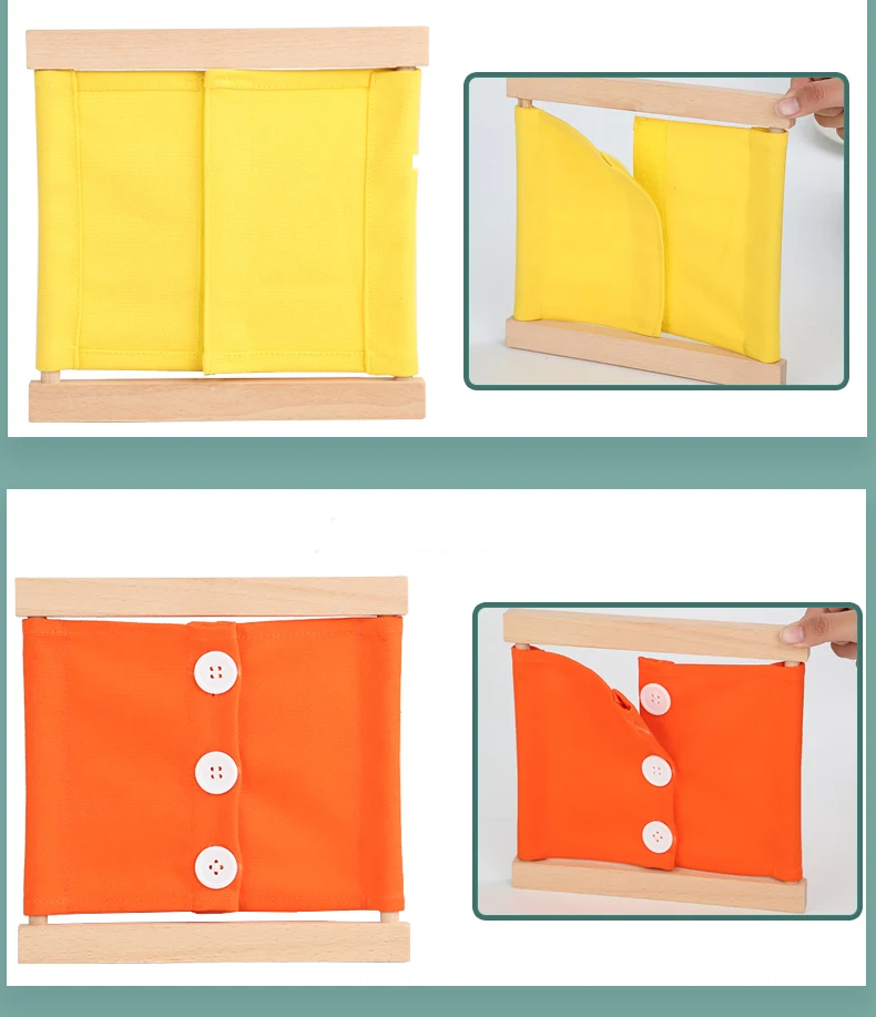 Kids Toy Montessori Baby Dressing Frame Practical Life Teaching Learning Educational Preschool Training Solid Wood with Cloth