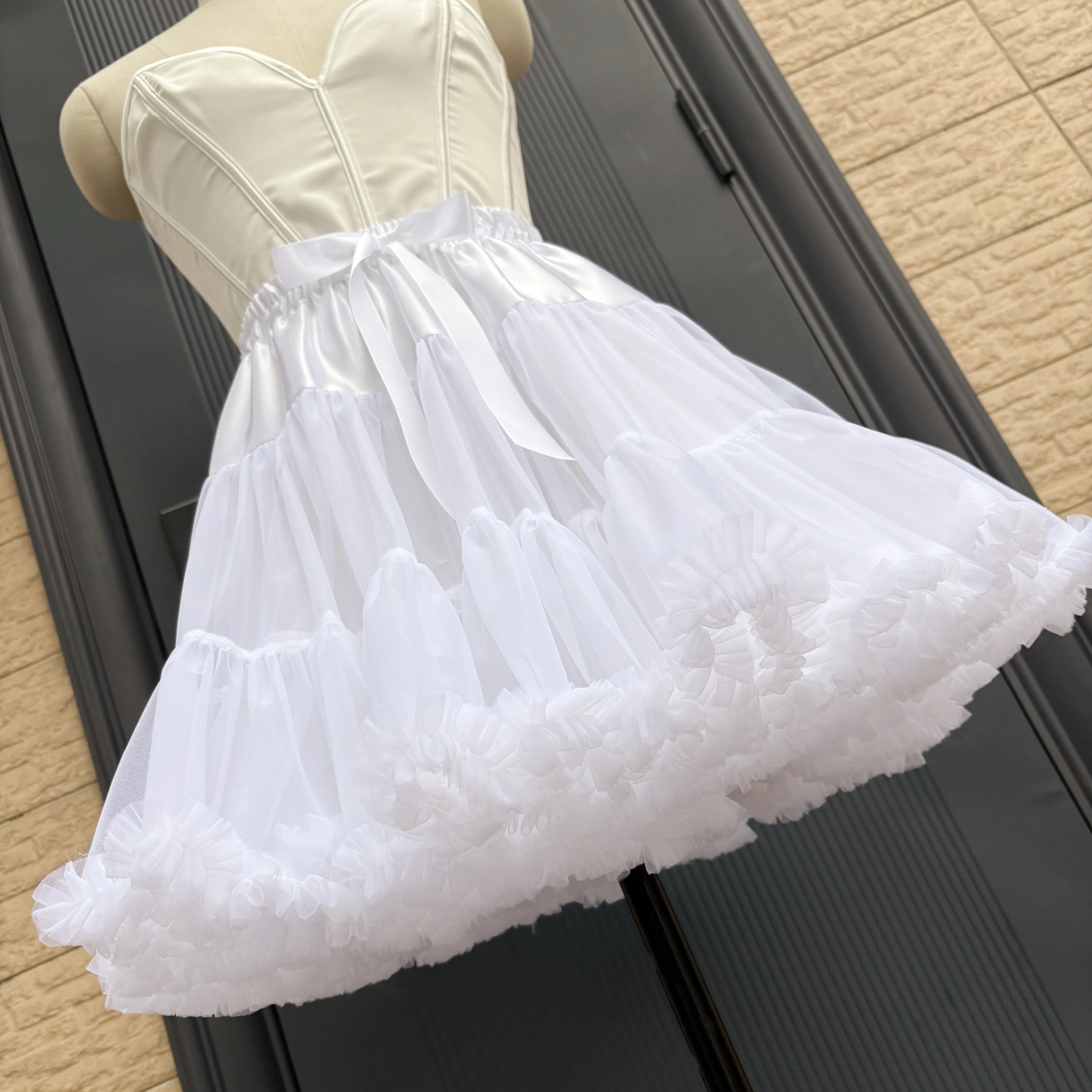 HOT Petticoats Lolita Cosplay Bridal Crinoline Lady Girls Underskirt for Party White Black Ballet Dance Skirt Tutu