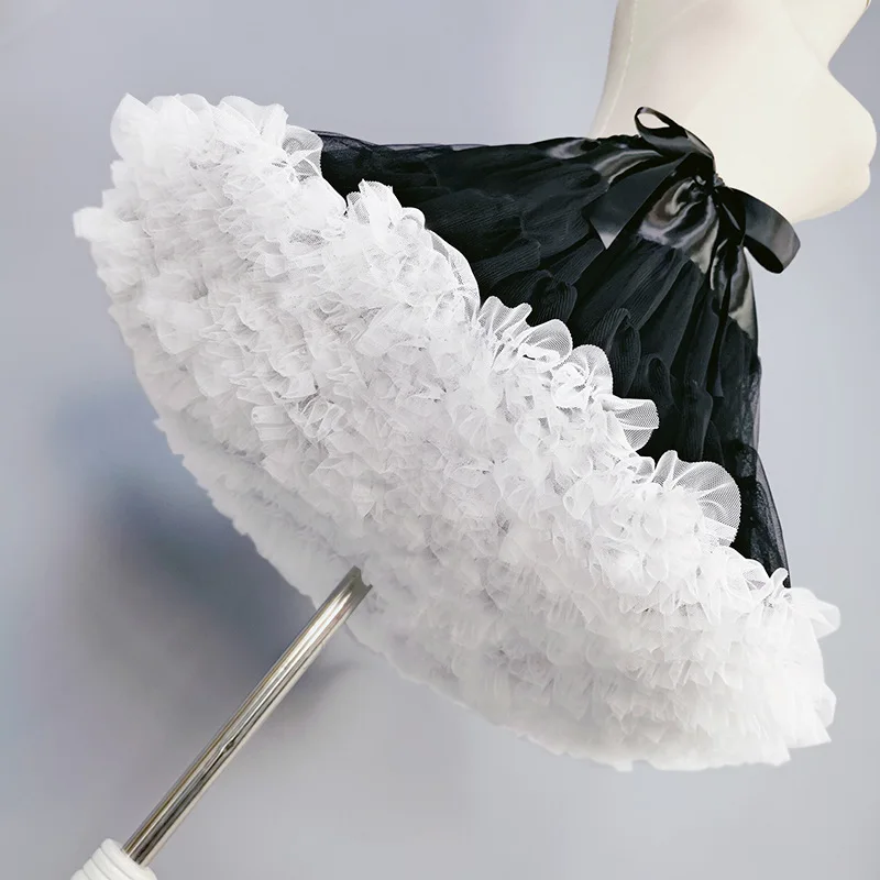 HOT Petticoats Lolita Cosplay Bridal Crinoline Lady Girls Underskirt for Party White Black Ballet Dance Skirt Tutu