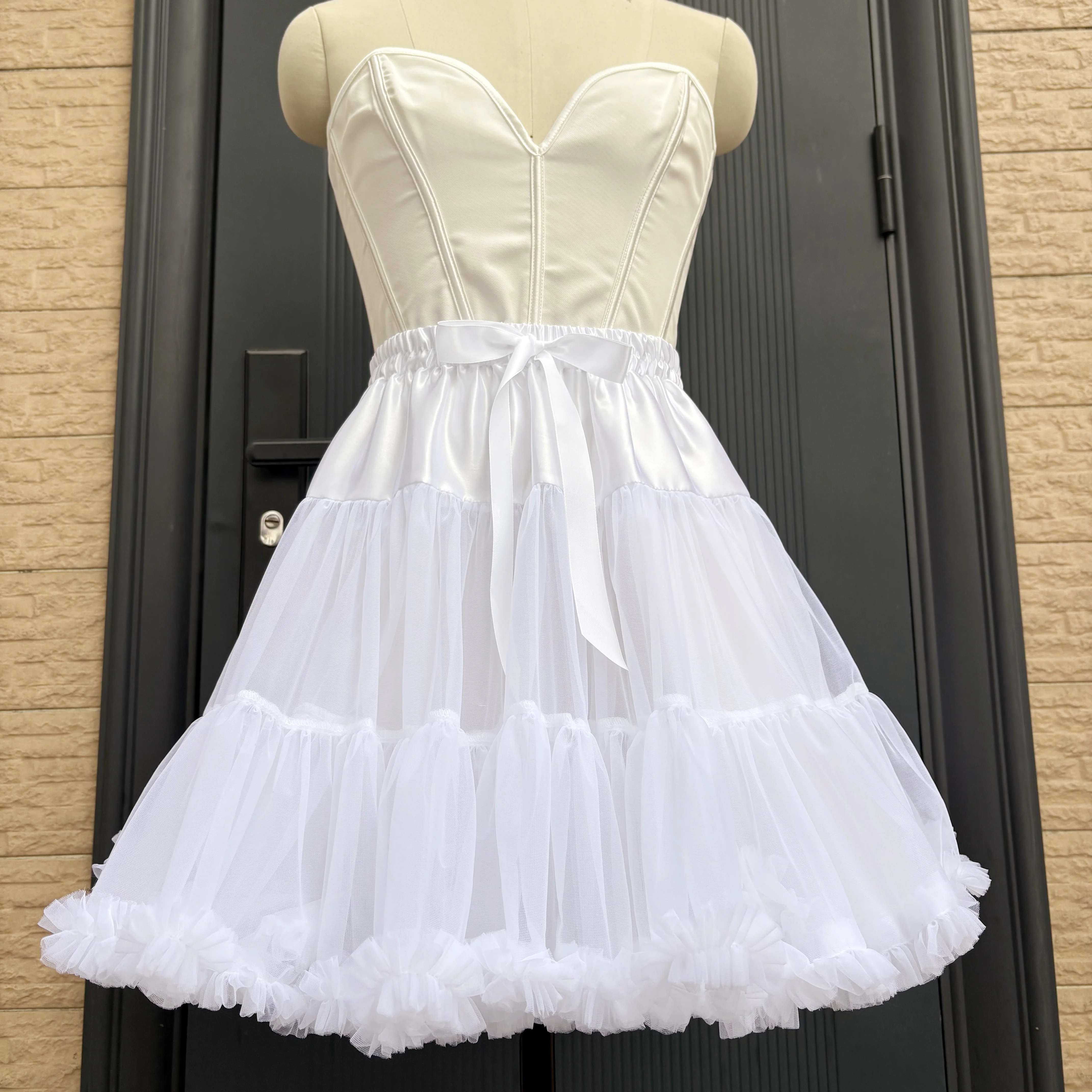 HOT Petticoats Lolita Cosplay Bridal Crinoline Lady Girls Underskirt for Party White Black Ballet Dance Skirt Tutu