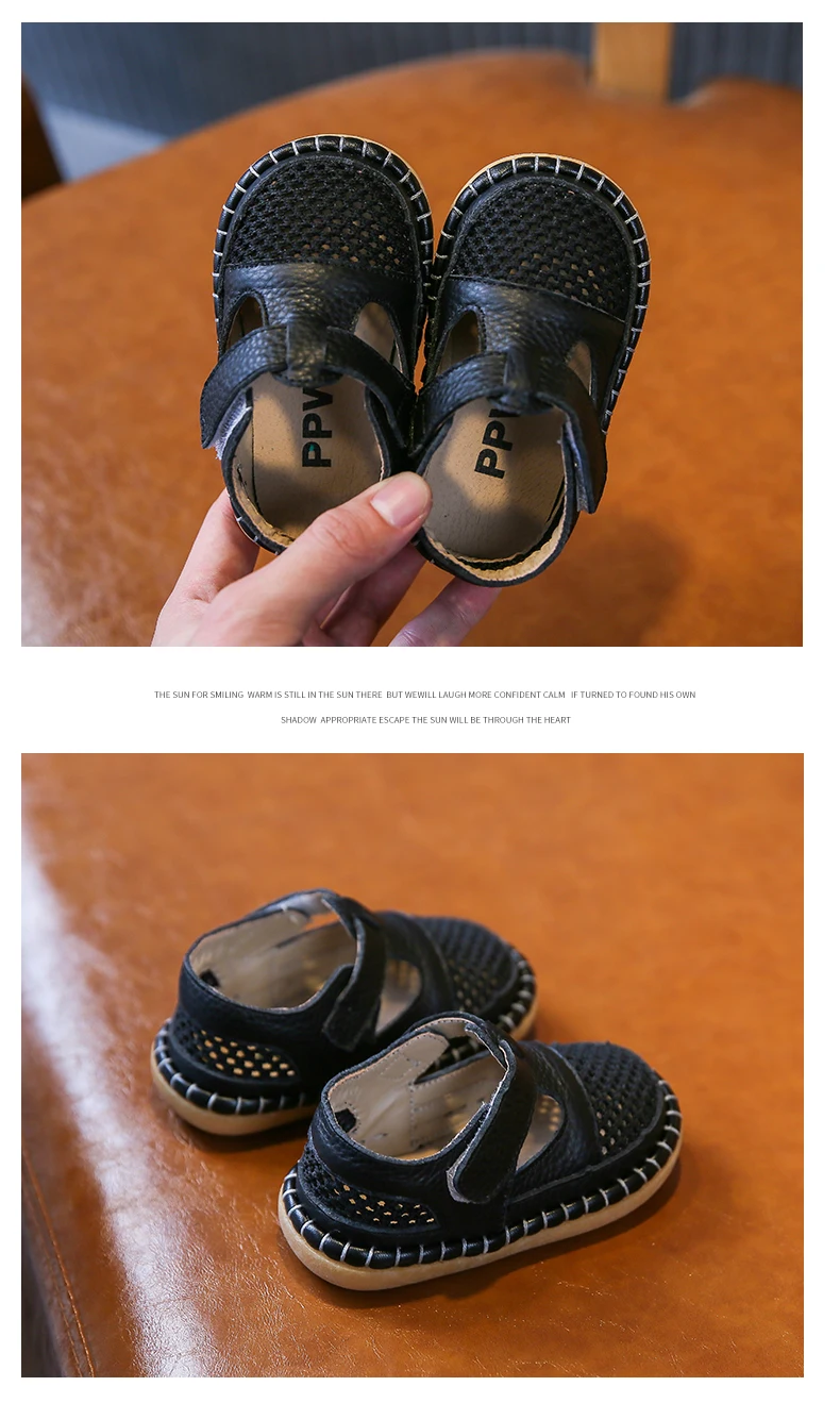 Infant Sandals Summer Baby Girls Boys Anti-collision Toddler Shoes Soft Bottom Kids Genuine Leather Shoes Children Beach Sandals