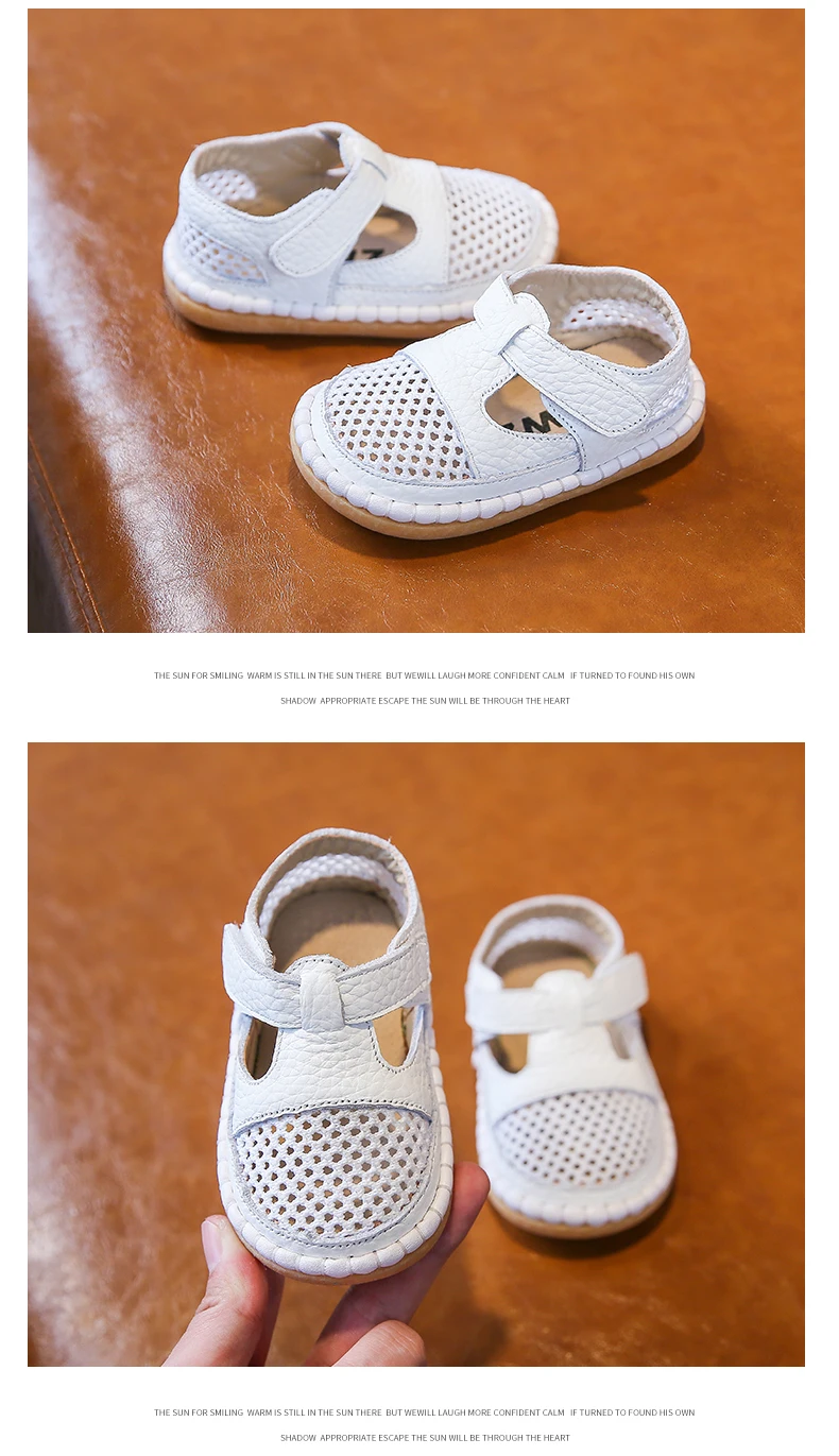 Infant Sandals Summer Baby Girls Boys Anti-collision Toddler Shoes Soft Bottom Kids Genuine Leather Shoes Children Beach Sandals