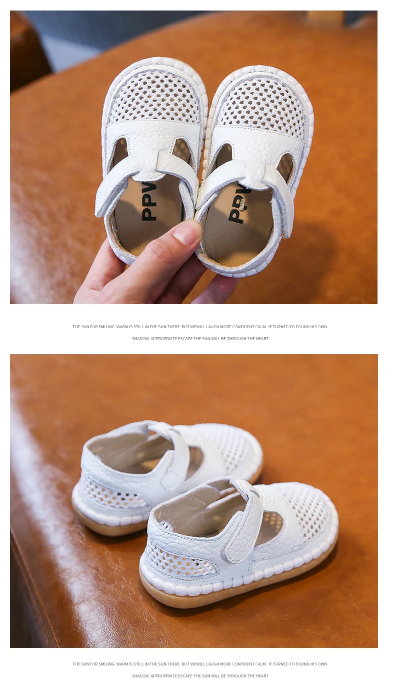 Infant Sandals Summer Baby Girls Boys Anti-collision Toddler Shoes Soft Bottom Kids Genuine Leather Shoes Children Beach Sandals