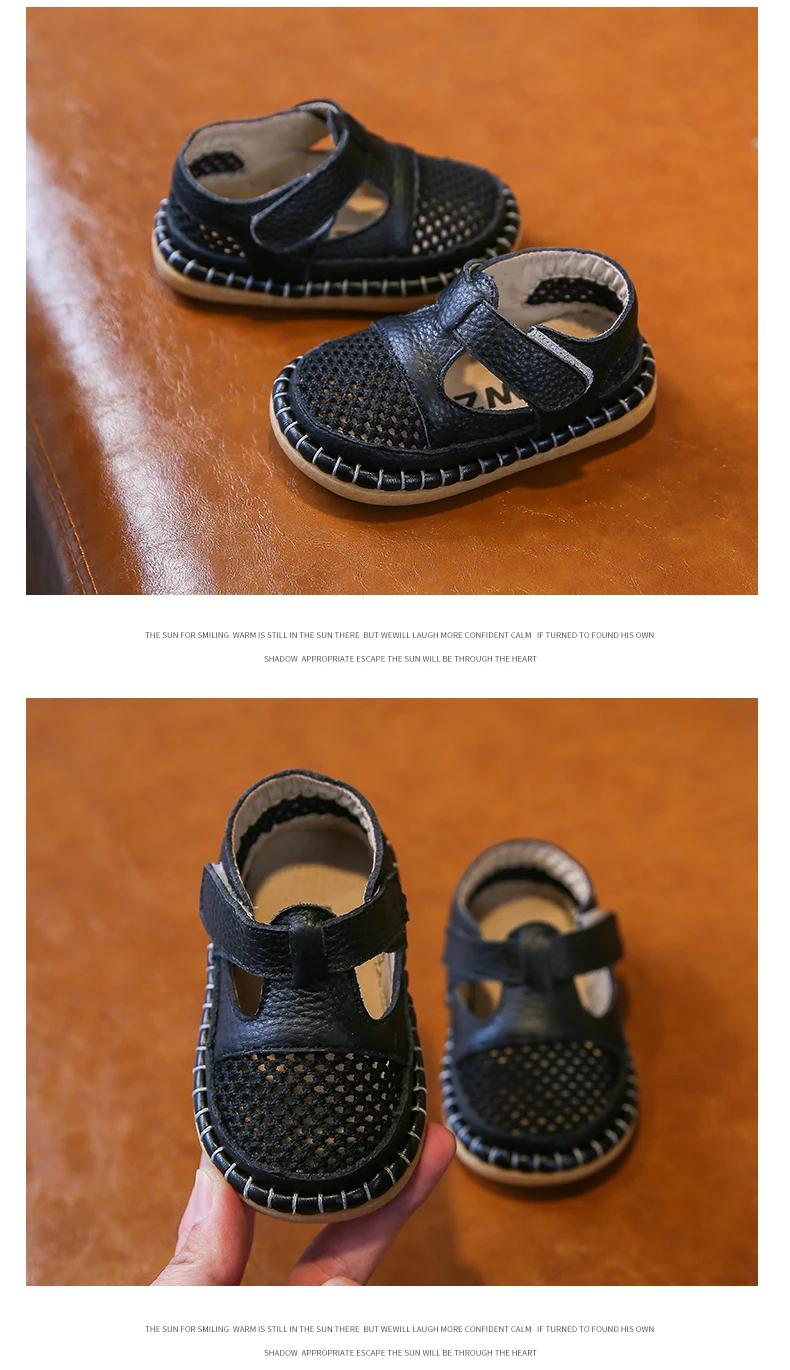 Infant Sandals Summer Baby Girls Boys Anti-collision Toddler Shoes Soft Bottom Kids Genuine Leather Shoes Children Beach Sandals