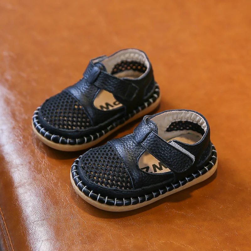 Infant Sandals Summer Baby Girls Boys Anti-collision Toddler Shoes Soft Bottom Kids Genuine Leather Shoes Children Beach Sandals