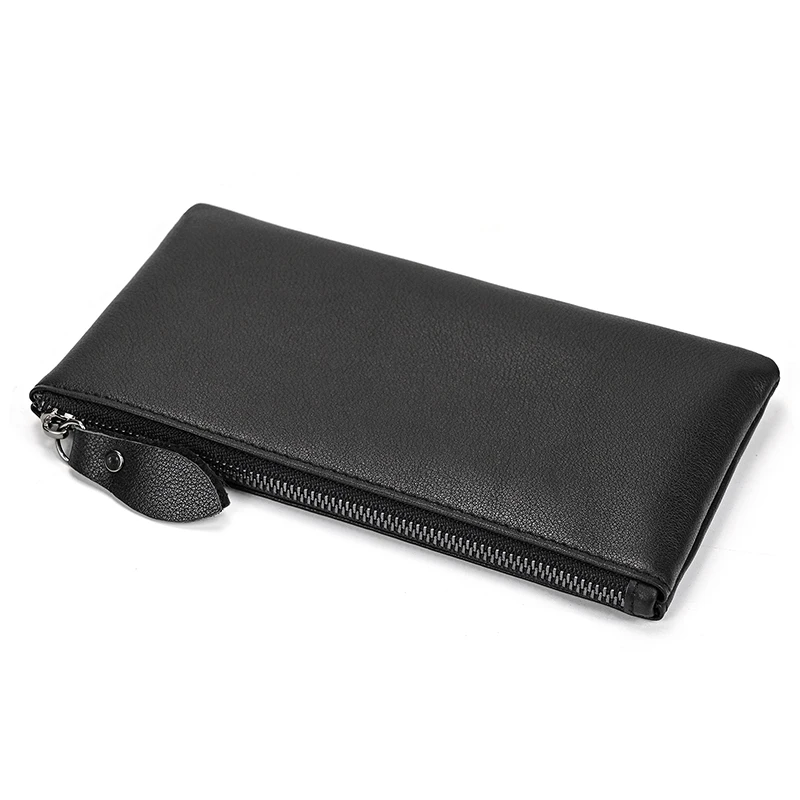 Luufan Leather Men Clutch Wallet Genuine Leather Zipper Business Men Day Bag Large Capacity Card Holder Purse Man Phone Pouth