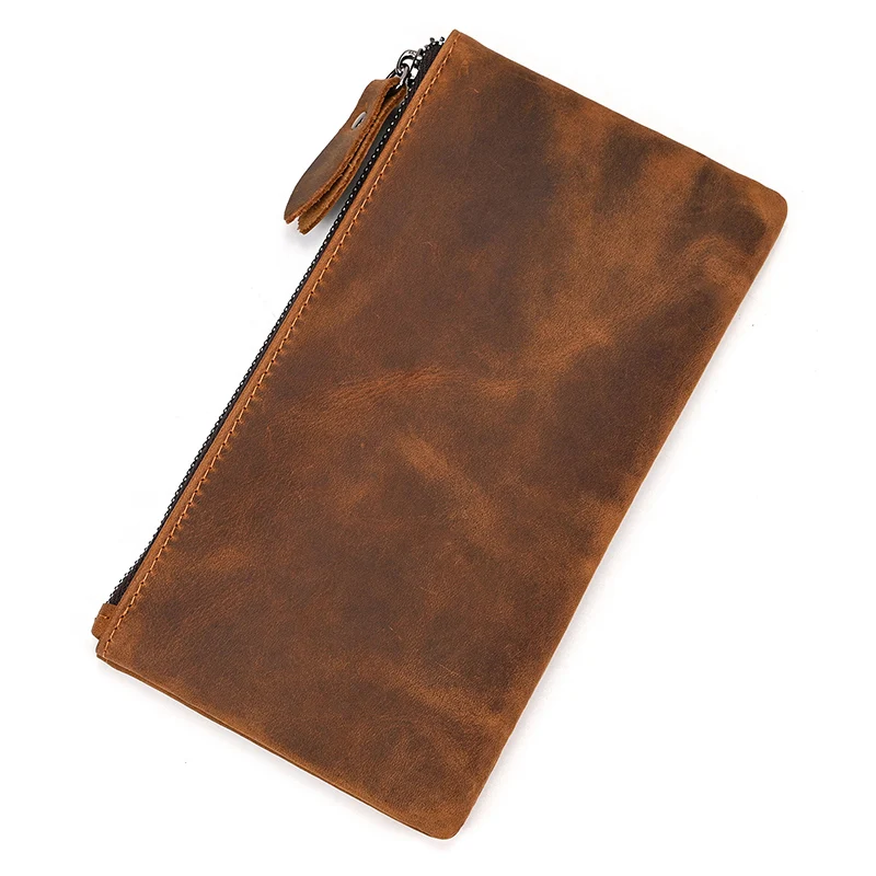 Luufan Leather Men Clutch Wallet Genuine Leather Zipper Business Men Day Bag Large Capacity Card Holder Purse Man Phone Pouth