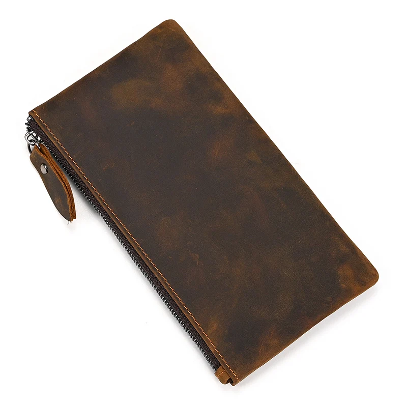 Luufan Leather Men Clutch Wallet Genuine Leather Zipper Business Men Day Bag Large Capacity Card Holder Purse Man Phone Pouth