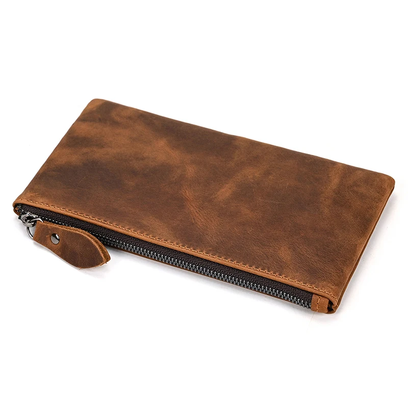 Luufan Leather Men Clutch Wallet Genuine Leather Zipper Business Men Day Bag Large Capacity Card Holder Purse Man Phone Pouth