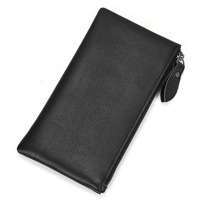 Luufan Leather Men Clutch Wallet Genuine Leather Zipper Business Men Day Bag Large Capacity Card Holder Purse Man Phone Pouth